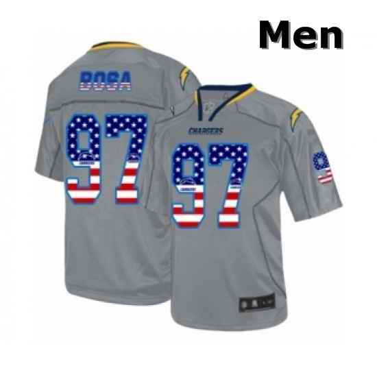 Men Los Angeles Chargers 97 Joey Bosa Elite Grey USA Flag Fashion Football Jersey